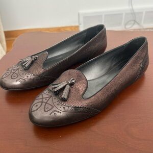 Women's Metallic Brown Tassel Loafers NAVYBOOT 39